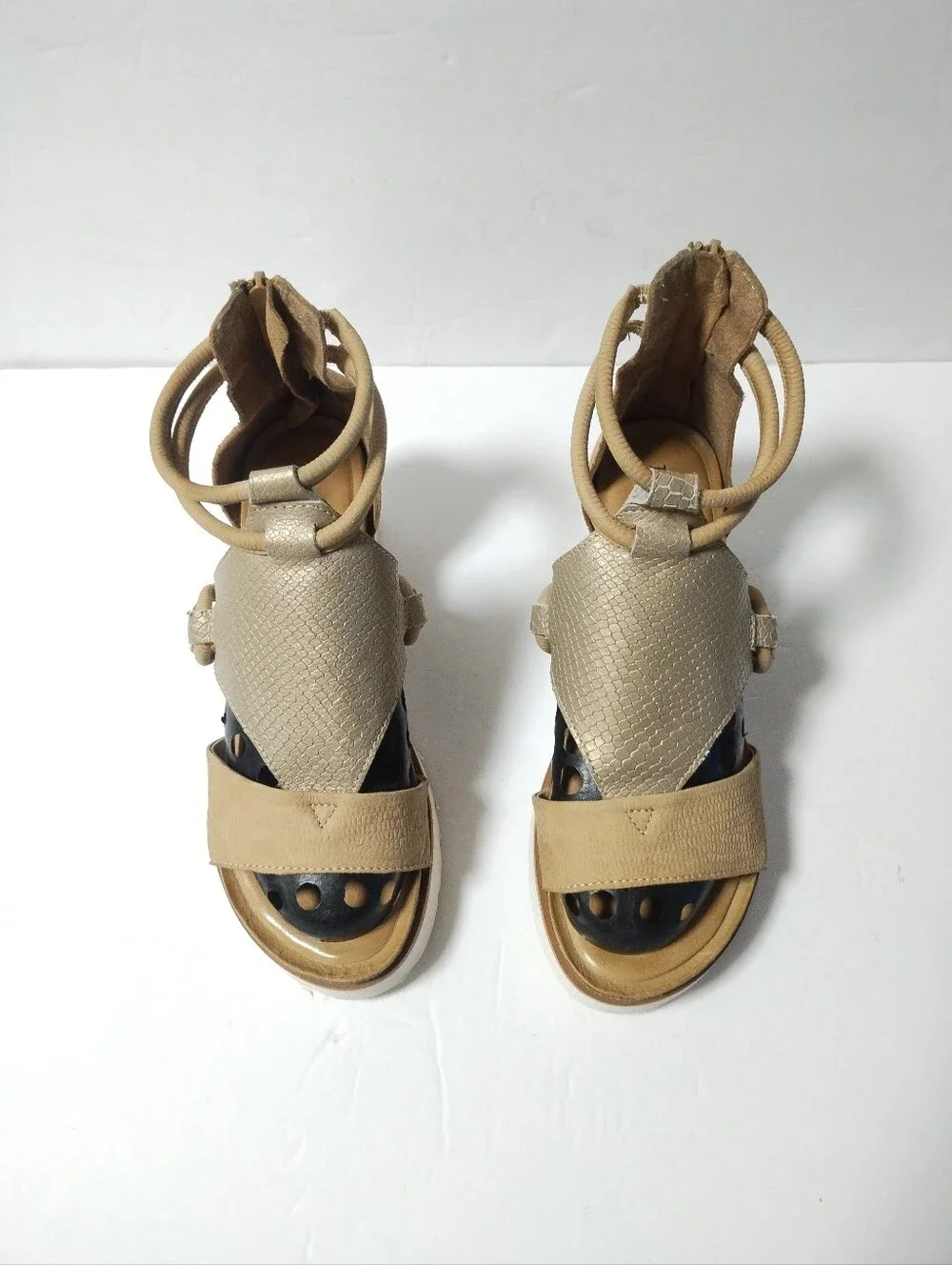 Diba True Green Clover Cushioned Low Wedge Sandal Tan